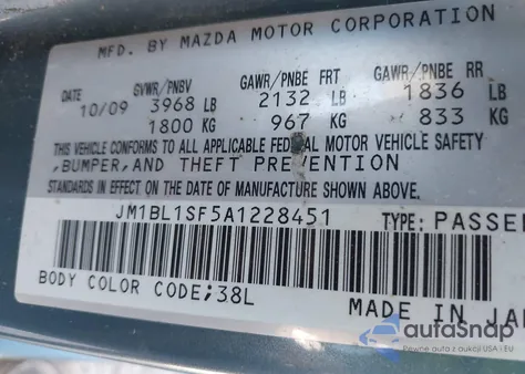 2010 Mazda Mazda3 I Touring from USA, damaged, VIN JM1BL1SF5A1228451